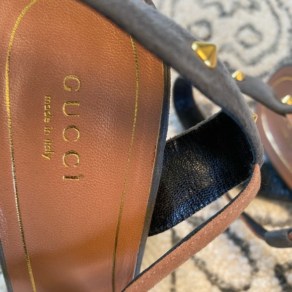 Gucci Women's Heels with Gold Studs - Black, Gray, and Tan size 39 - Picture 6 of 10